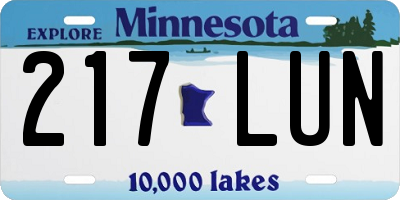 MN license plate 217LUN