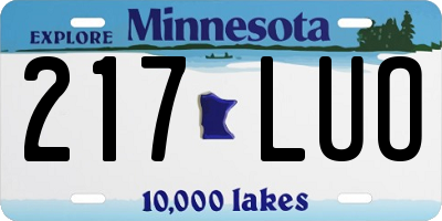 MN license plate 217LUO