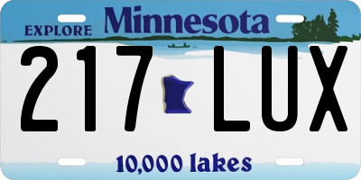 MN license plate 217LUX