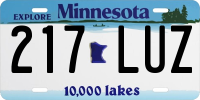 MN license plate 217LUZ