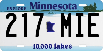 MN license plate 217MIE