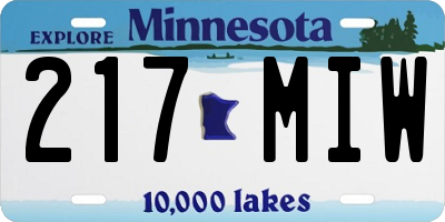 MN license plate 217MIW