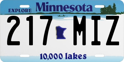 MN license plate 217MIZ