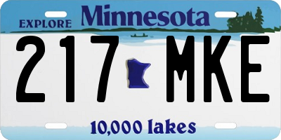 MN license plate 217MKE