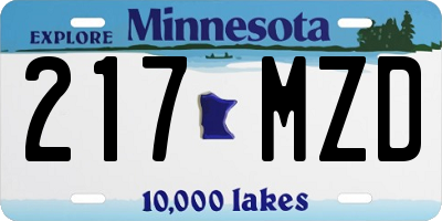 MN license plate 217MZD
