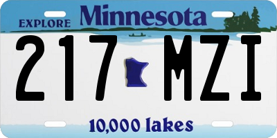 MN license plate 217MZI
