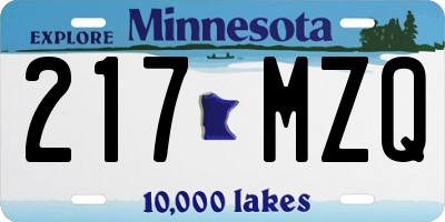 MN license plate 217MZQ