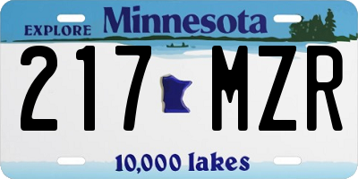 MN license plate 217MZR