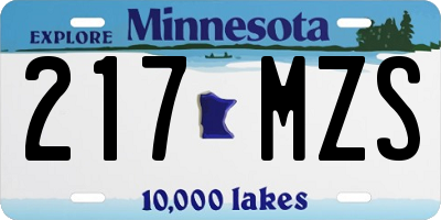 MN license plate 217MZS
