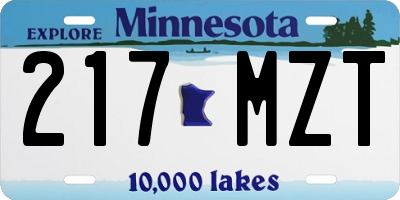 MN license plate 217MZT