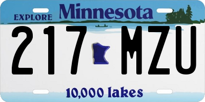 MN license plate 217MZU