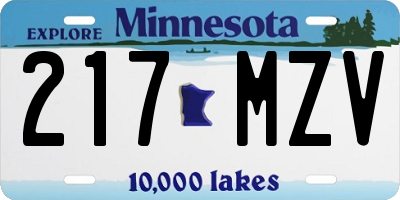 MN license plate 217MZV