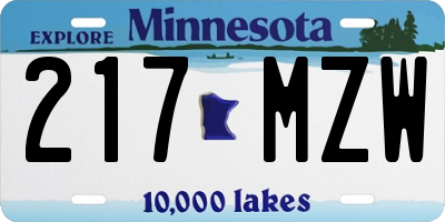 MN license plate 217MZW