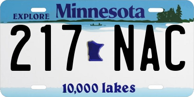 MN license plate 217NAC
