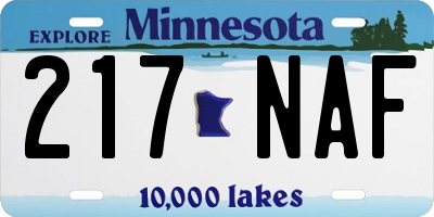 MN license plate 217NAF
