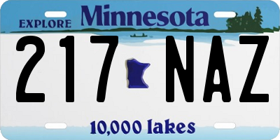 MN license plate 217NAZ
