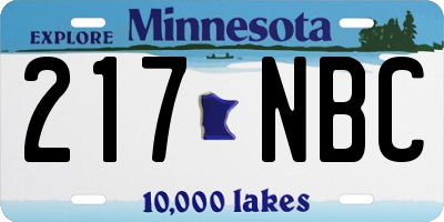 MN license plate 217NBC