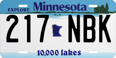 MN license plate 217NBK