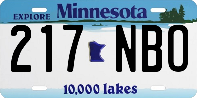 MN license plate 217NBO