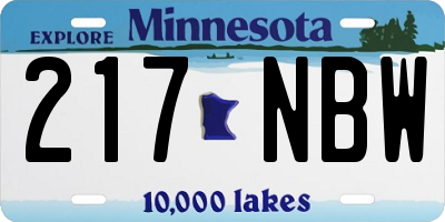 MN license plate 217NBW