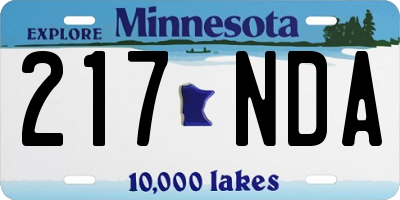 MN license plate 217NDA