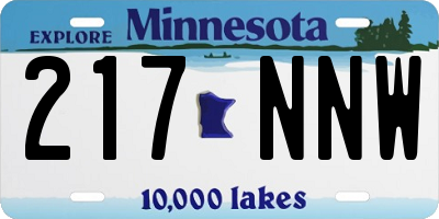 MN license plate 217NNW