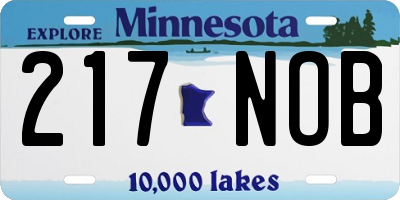 MN license plate 217NOB