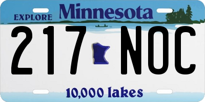MN license plate 217NOC