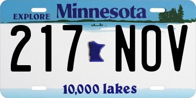 MN license plate 217NOV