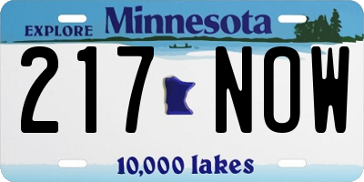 MN license plate 217NOW
