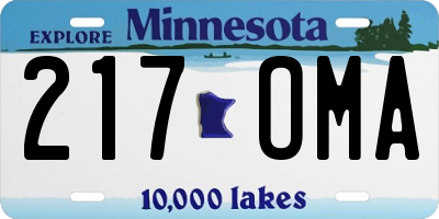 MN license plate 217OMA
