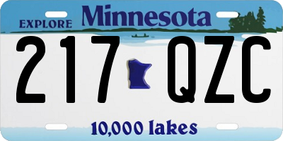 MN license plate 217QZC