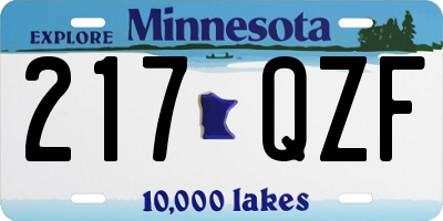 MN license plate 217QZF