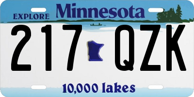 MN license plate 217QZK