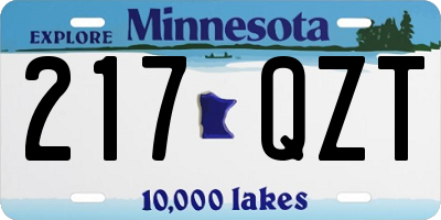 MN license plate 217QZT
