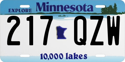 MN license plate 217QZW
