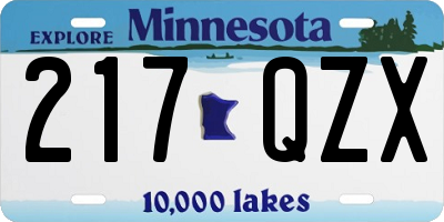 MN license plate 217QZX
