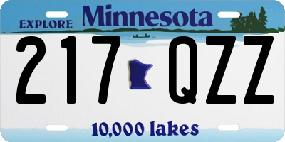 MN license plate 217QZZ