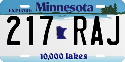 MN license plate 217RAJ
