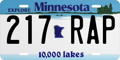 MN license plate 217RAP