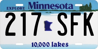 MN license plate 217SFK