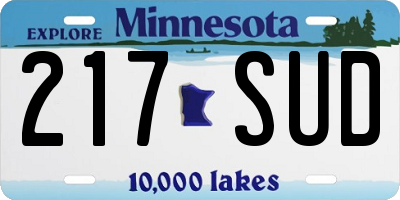 MN license plate 217SUD