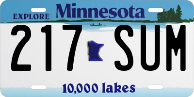 MN license plate 217SUM