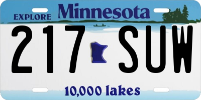 MN license plate 217SUW
