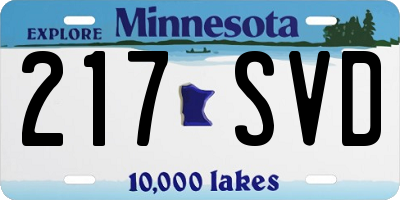 MN license plate 217SVD