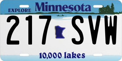 MN license plate 217SVW