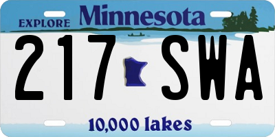 MN license plate 217SWA