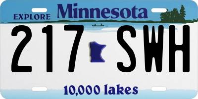 MN license plate 217SWH