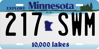 MN license plate 217SWM