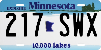 MN license plate 217SWX